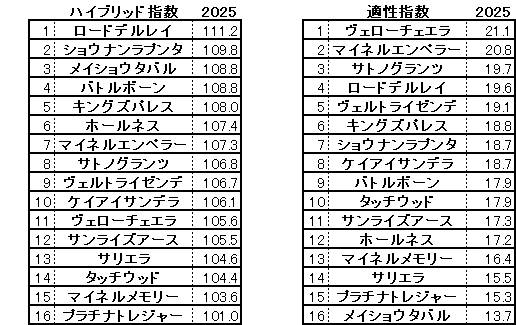 2025　日経新春杯　HB指数